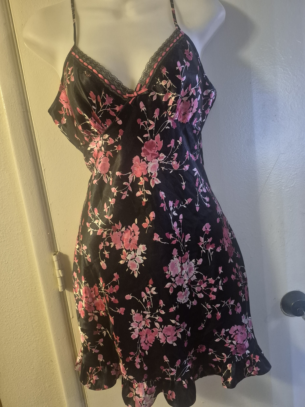 Apt. 9 Black Slip Dress with Pink Floral Print